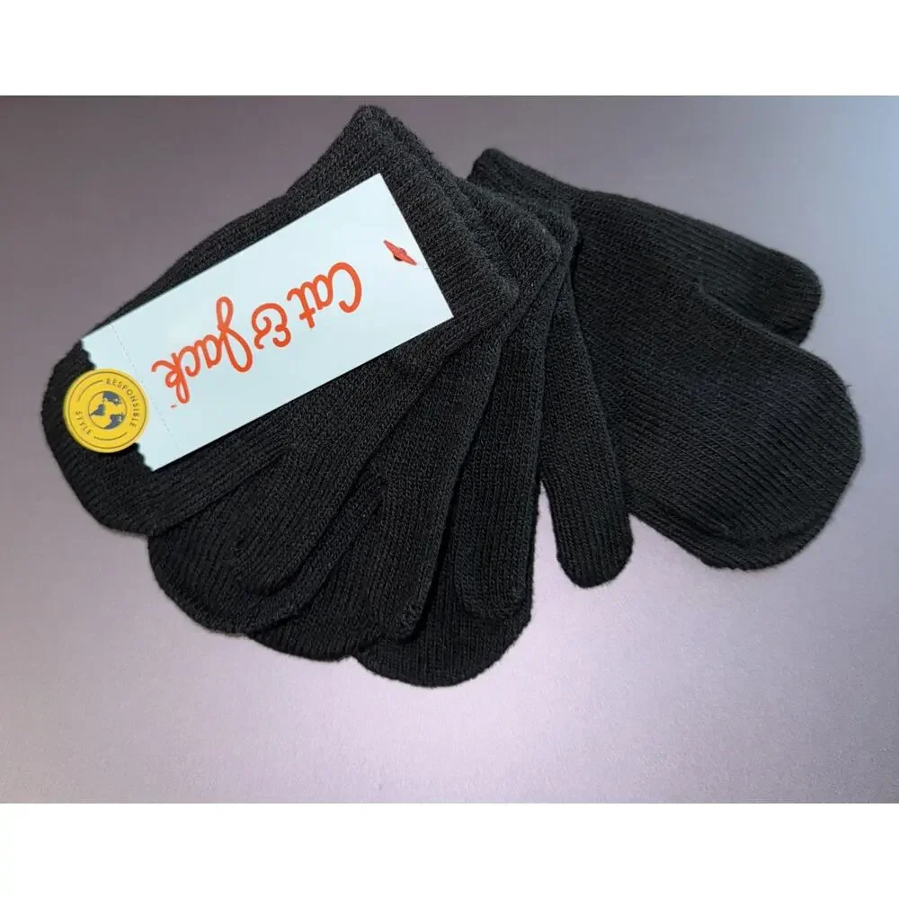 Toddler Mittens 3 Pack Cat & Jack Black 2T-5T Gloves